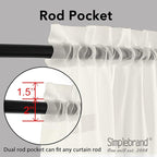 Simplebrand Ivory Sheer Curtains 120 Inches Long, Extra Long Rod Pocket Solid - Image 2