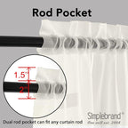Simplebrand Ivory Sheer Curtains 108 Inches Long, Extra Long Rod Pocket Solid - Image 4