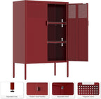 Metal Storage Cabinet, 2 Door TV Stand, Metal Mesh Accent Cabinet, Magnetic - Image 4