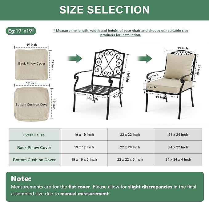 Summsun Patio Chair Cushions 19 x 19 Inch, Faux Linen Outdoor Furniture Cushions - Image 7