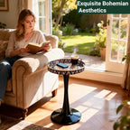 Gesodant Boho Chic Round Side Table, Stable Hourglass Pedestal Base, Unique - Image 2