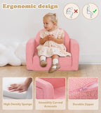 Foryoomi Kids Couch, 2-in-1 Soft Toddler Couch Fold Out - Image 5