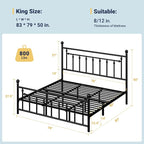 Allewie 14 Inch King Size Metal Platform Bed Frame - Image 2