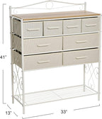 Household Essentials Coastal Oak & Iron Vintage 8-Drawer Sideboard - Image 3