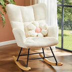 DUMOS Rocking Chair with High Backrest, Nursery Teddy Upholstered Indoor by DumosLifestyle
