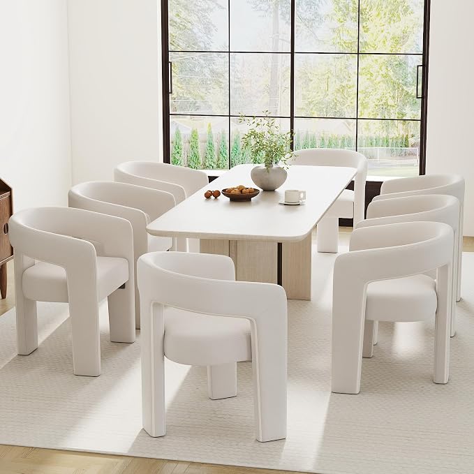 RIVOVA Modern Barrel Dining Chairs Set of 8, Velvet Upholstered Accent Side by RIVOVA