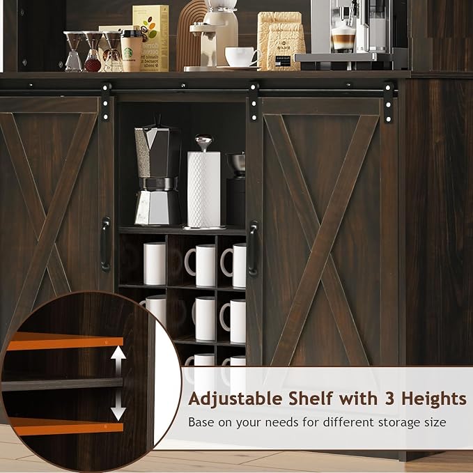 4ever2buy Farmhouse Coffee Bar Cabinet - Image 7