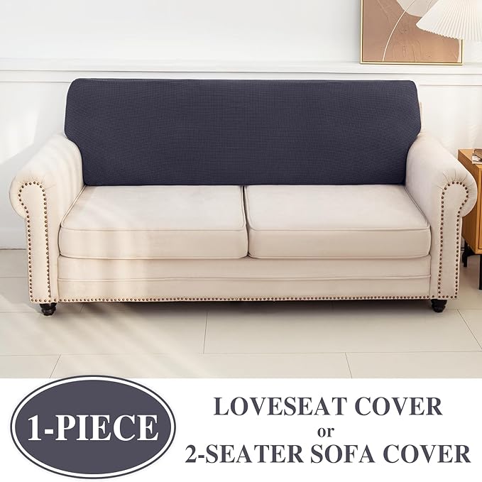 LA MEACK Couch Cushion Cover Loveseat Cover or 2 Seat Sofa Cover Washable - Image 3