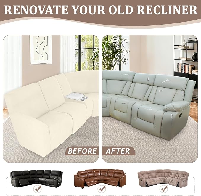 ALIECOM 100% Waterproof Recliner Sectional Couch Covers L Shape Stretch Corner - Image 7