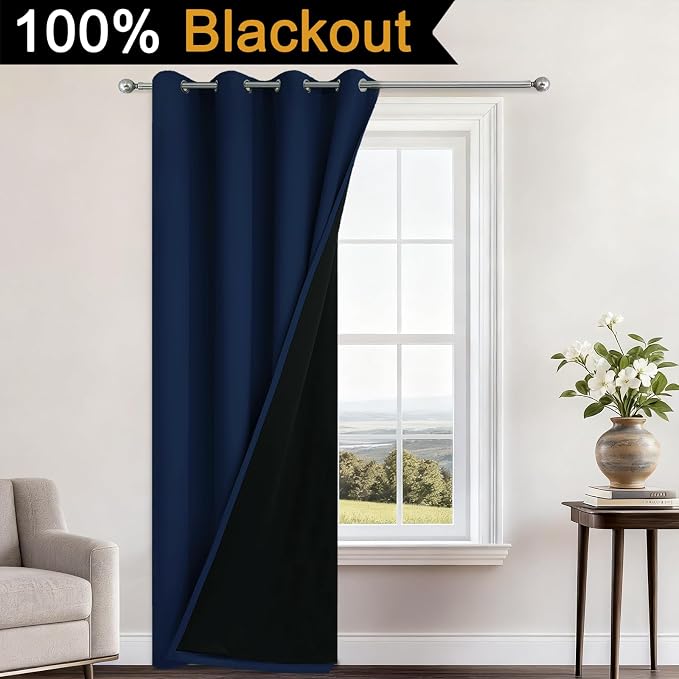 Yakamok Navy Blue Blackout Curtains 84" Long - Image 2