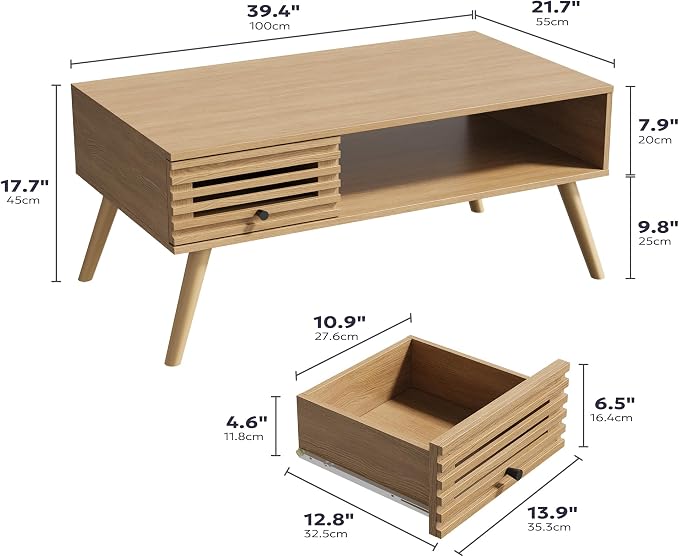 Furnify Mid Century Modern Coffee Table, CoffeeTable - Image 2