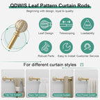 QDWIS 2 Pack Gold Curtain Rods for Windows 28 to 48 inch, Rustic Decorative - Image 6