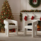 Modern Chenille Dining Chairs Set of 2, Upholstered Barrel Chairs by QUINJAY