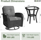 Aoxun 3 Pieces Patio Furniture Set, Patio Swivel Rocker Chairs Set of 2 - Image 8