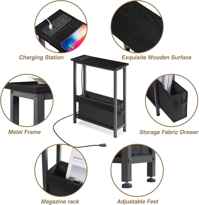 BAMGROW Slim Charging End Table - Image 7