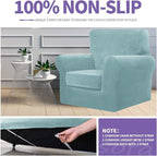 ZNSAYOTX Luxury Velvet Sofa Cover 3 Piece Stretch Loveseat Covers - Image 5