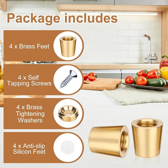 Brass Cutting Board Feet，Chopping Board Feet Set - Image 4
