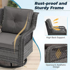 3 Pieces Patio Swivel Chairs, Wicker Patio Conversation Sets - Image 6