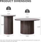 Round Nesting Coffee Table Set of 2 Mid Century Modern Wood Round Coffee Tables - Image 2