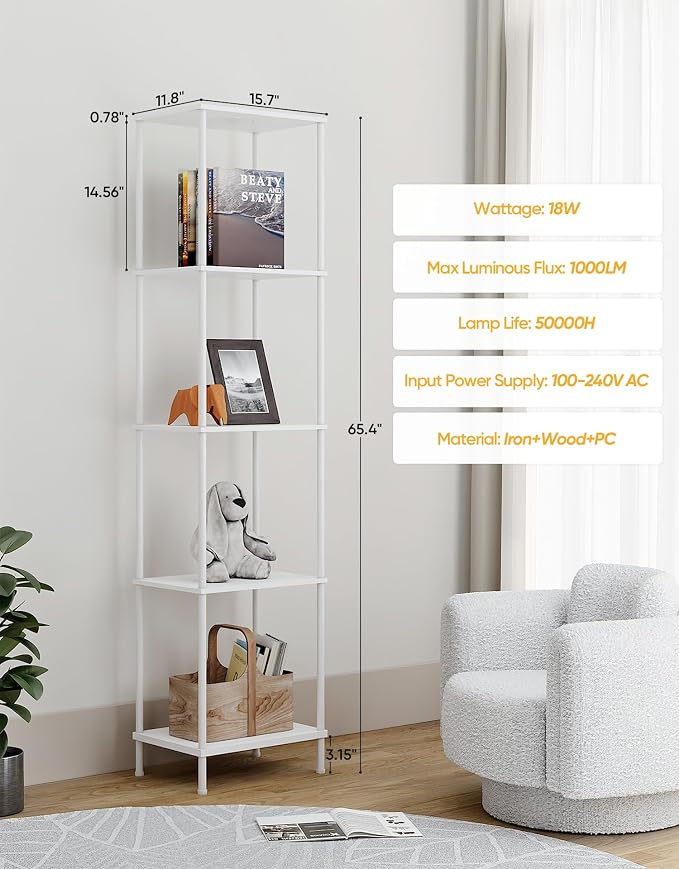 Display Shelf with RGBCW Light, Color Changing Curio Cabinet Floor Lamp with - Image 2