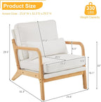 VINGLI Coarse Linen Beige Comfy Accent Chair, Mid Century Modern Lounge Armchair - Image 2