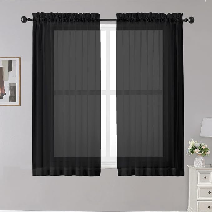 Black Sheer Curtains, Bedroom by OWENIE