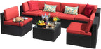 Devoko 7 Pieces Outdoor Sectional Sofa Patio Furniture Sets Manual Weaving by DEVOKO