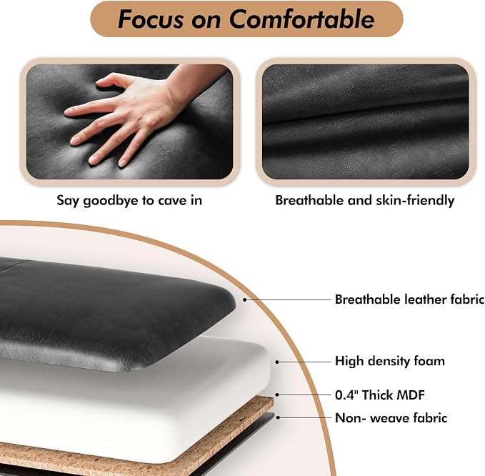 ZZW Storage Ottoman Bench, Tufted Bed Benches - Image 3