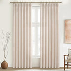 PleatedDrapes Textured Semi Sheer Burlap Curtains 84 Inches Long, Neutral by PleatedDrapes