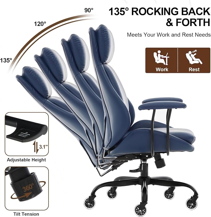 E-Motie Office Chair, Leather Desk Chair - Image 6