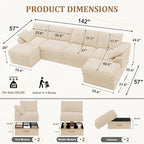 Upgrade Boneless Couch with Storage, Extra Deep&High Seat Modular Sectional - Image 3