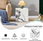 Side Table, End Table with White Marble Grain, Modern Beside Sofa Couch Tables - Image 5