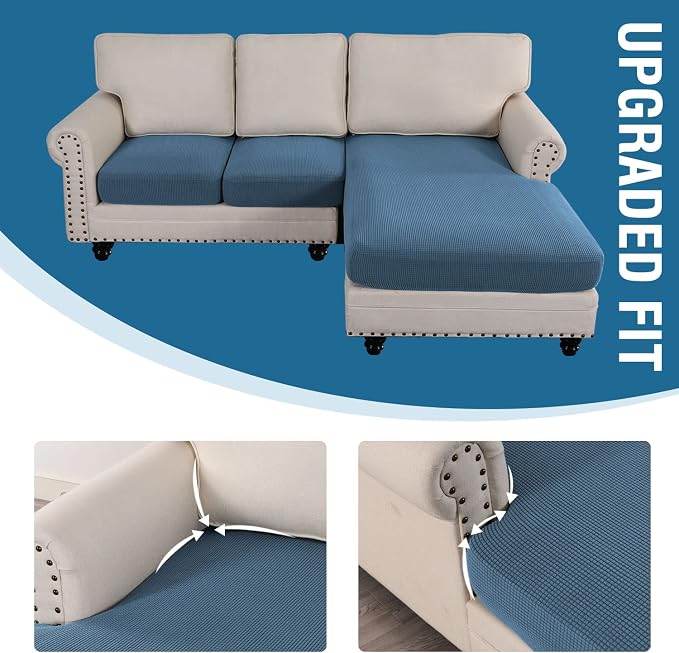 H.VERSAILTEX Sectional Couch Covers 3 Pieces Sofa Seat Cushion Covers L Shape - Image 7