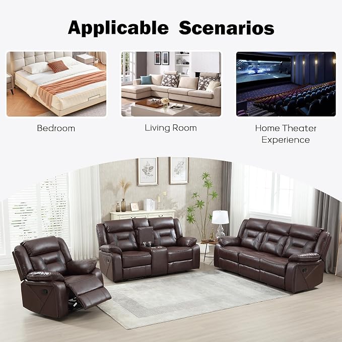 EBELLO Faux Leather Recliner Sofa Furniture Set - Image 6