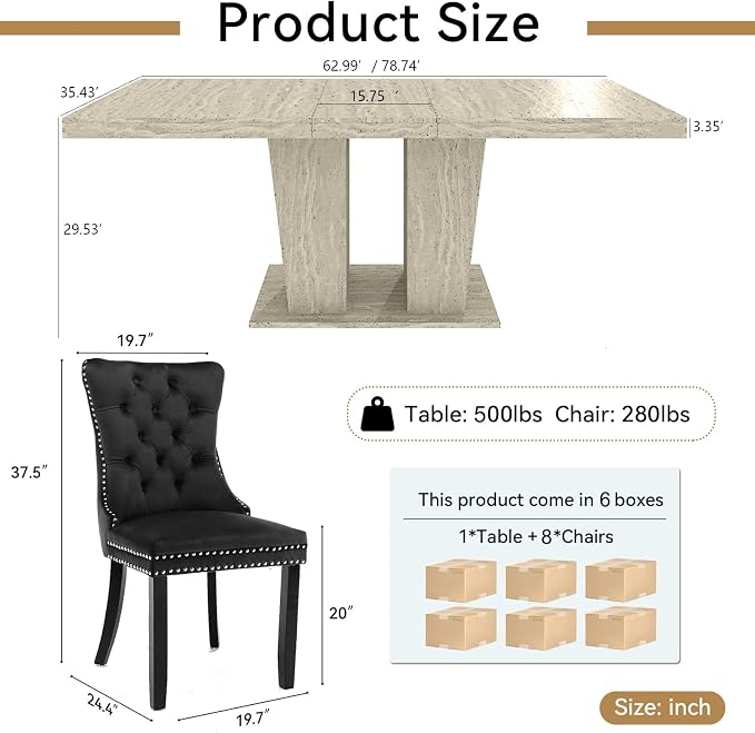 Henf 9 Pieces Extendable Dining Table Set - Image 3