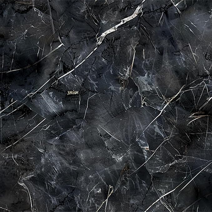 HOMETITUTE Black Marble Wallpaper Peel and Stick Dark Stone Pattern 118.1x17.7 - Image 2