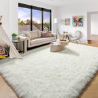 Amdrebio Cream Ivory White Fluffy Plush Big Rug 6x9 - Image 5