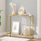 HOOBRO 39.4" Narrow Console Table, Tempered Glass Sofa Table, Behind Couch - Image 2