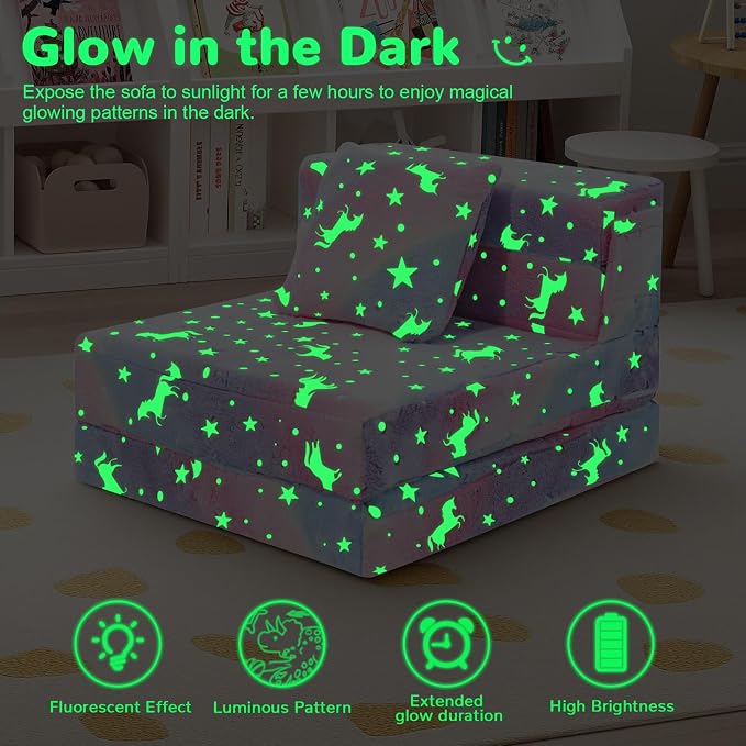 MeMoreCool Glow Rainbow Unicorn Tri-fold Sofa Bed - Image 8