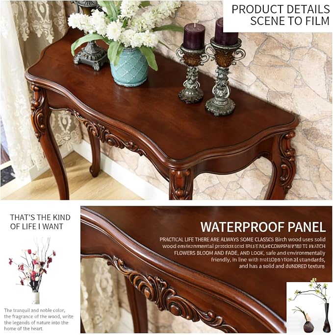 Traditional Carved Wood Console Table, Classic Entryway Table - Image 6