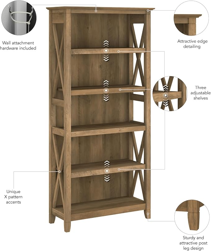Bush Home Tall 5 Shelf Bookcase - Image 7