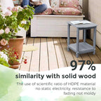 Adirondack Square Outdoor Side Table, 2-Tier Storage Patio Side Table, HDPE End - Image 4