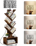 Evermagin Tree Bookshelf with Light, 6 Tier Small Bookcase, Narrow Floor by Evermagin