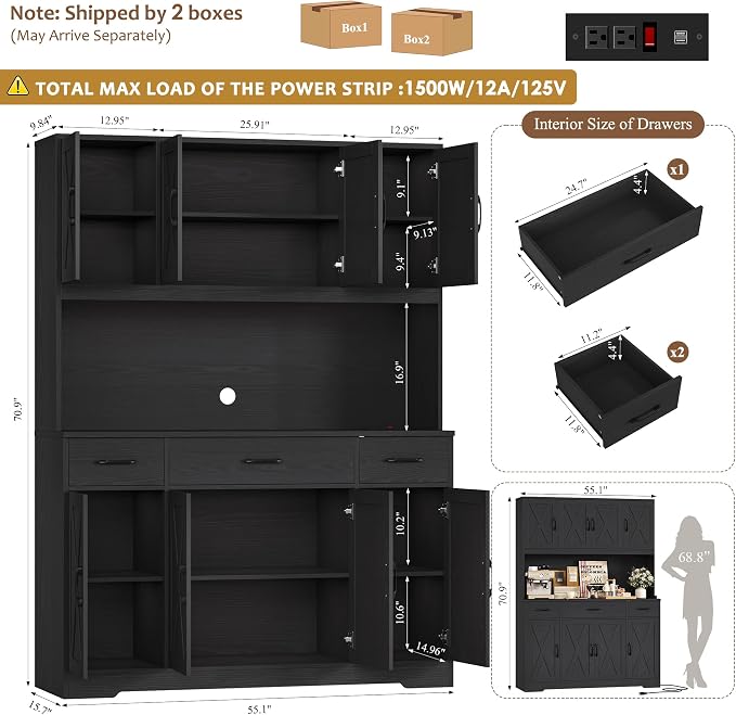 HOSTACK 71" Tall Pantry Cabinet - Image 7