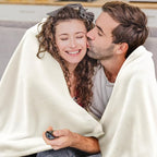 BEDELITE Fleece Blanket Soft Plush Queen Size Bed Blanket Cream 90"x90" | Ultra - Image 4