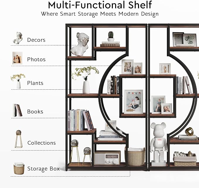 HolliWill 70.8" Tall Bookshelf Set of 2, Etagere Bookcase - Image 9