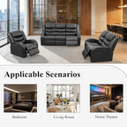 3-Piece Couch Living Room Furniture Sets, Sectional Recliner Sofa Set, Leather - Image 7