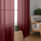 Simplebrand Red Sheer Curtains 96 Inches Long, Light Filtering Rod Pocket Solid - Image 3