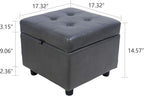 H&B Luxuries Tufted Leather Square Flip Top Storage Ottoman Cube Foot Rest - Image 3