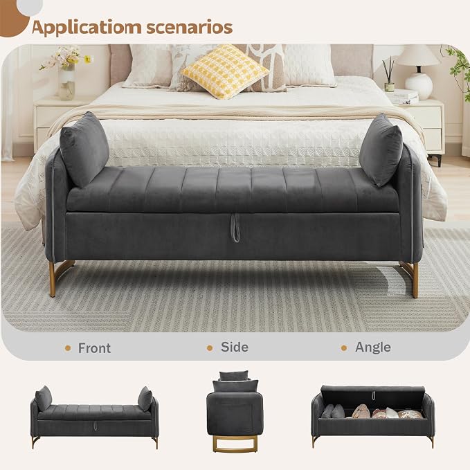 66" King Size End of Bed Storage Bench, Storage Benches - Image 8
